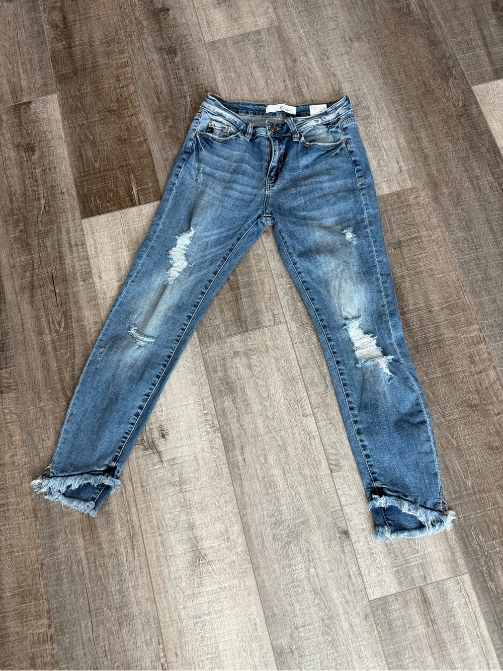 KanCan Women's Light Blue Distressed Ankle Skinny Jeans